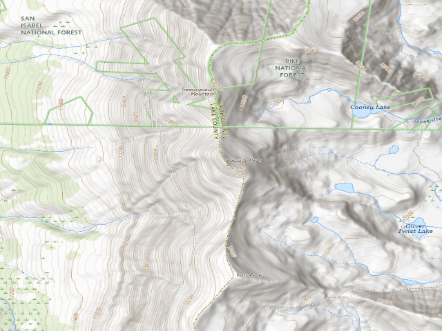 USGS topographic map of Mosquito Peaks