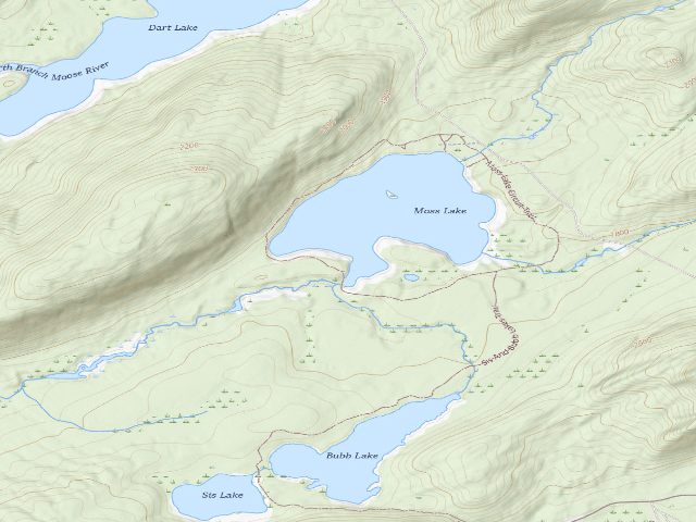 USGS topographic map of Moss Lake Campsite #5 (Fulton Chain Wild Forest)