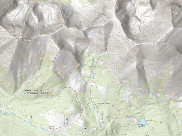 USGS topographic map of Mount Peale Free Camping