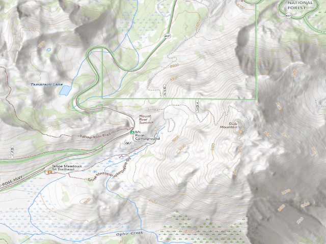 USGS topographic map of Mount Rose Campground
