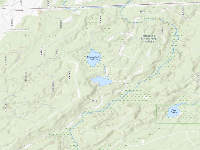 USGS topographic map of Mountain Lakes Ca