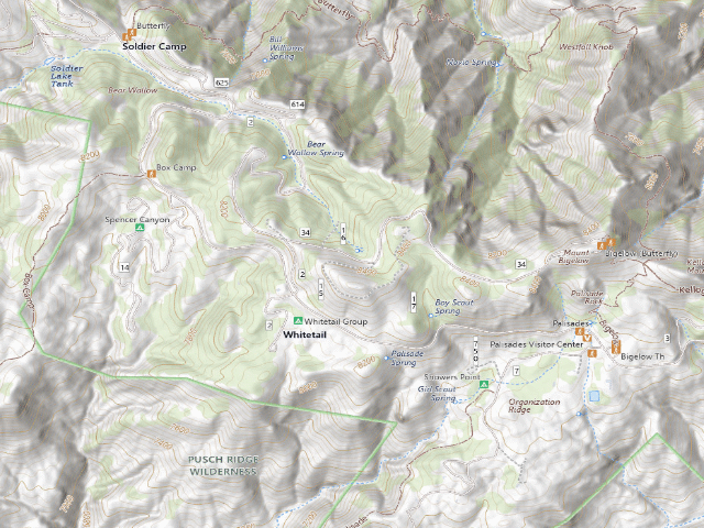 USGS topographic map of Mt. Bigelow Dispersed Camping