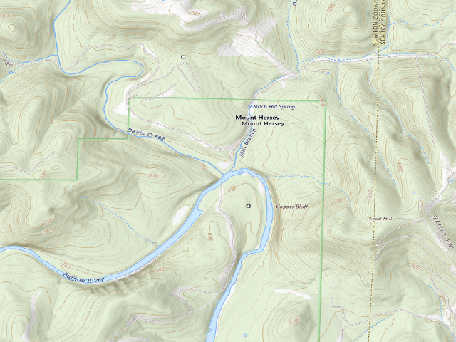 USGS topographic map of Mt. Hersey (Buffalo National River, Middle District)