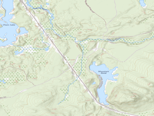 USGS topographic map of Mtn. Pond Campsite #6 (Debar Mountain Wild Forest)