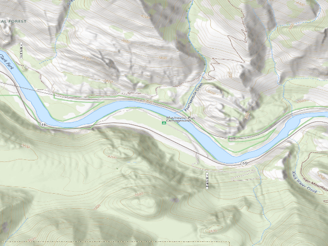 USGS topographic map of Muchwater Camping Area