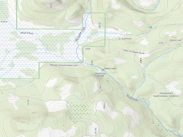 USGS topographic map of Mud Creek Campground