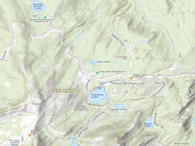 USGS topographic map of Mud Lake Campground