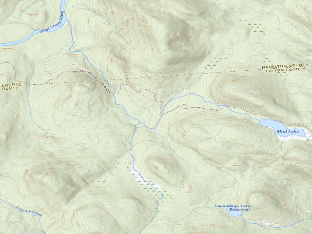 USGS topographic map of Mud Lake Outlet Tent Site [DEC #22302] (Shaker Mountain Wild Forest)