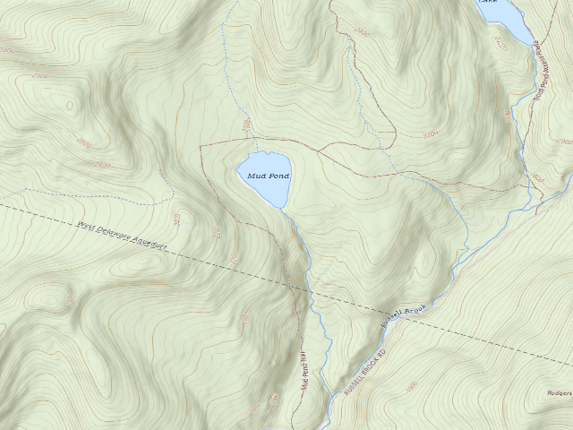 USGS topographic map of Mud Pond Primitive Campsite [DEC #20977] (Delaware Wild Forest)