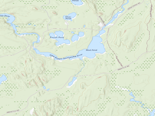 USGS topographic map of Mud Pond Site 1 (Watsons East Triangle Wild Forest)