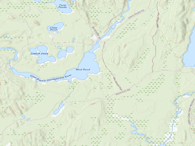 USGS topographic map of Mud Pond Site 2 (Watsons East Triangle Wild Forest)