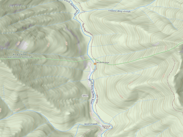 USGS topographic map of Mule Bridge Campground