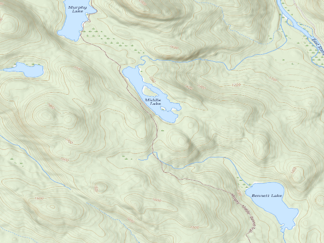 USGS topographic map of Murphy Lake Trail Campsite (Wilcox Lake Wild Forest)