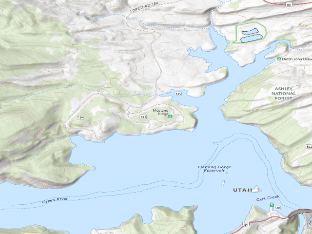 USGS topographic map of Mustang Ridge Campground