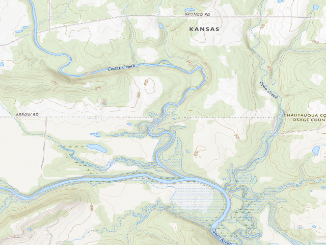 USGS topographic map of Mustard hill (Hulah WMA)