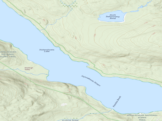 USGS topographic map of Nahmakanta Lake - East Side (Nahmakanta Public Land)