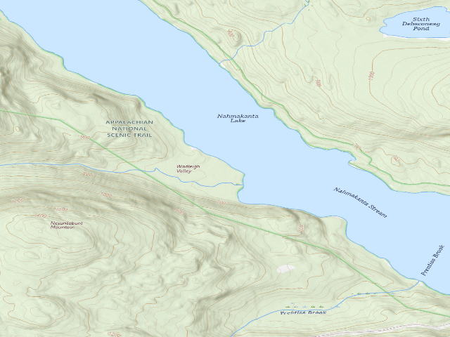 USGS topographic map of Nahmakanta Lake - West Side (Nahmakanta Public Land)