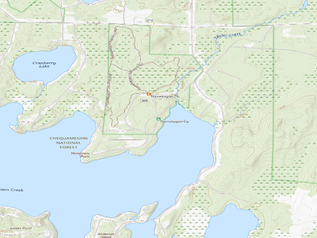 USGS topographic map of Namekagon Cg