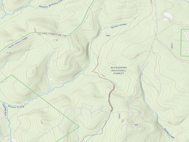 USGS topographic map of Nct-Queen Creek Shelter