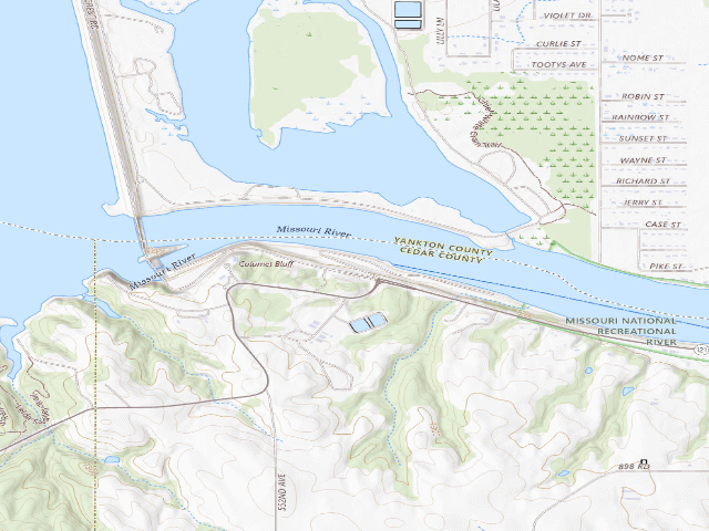 USGS topographic map of Nebraska Tailwaters Campground (Gavins Point)