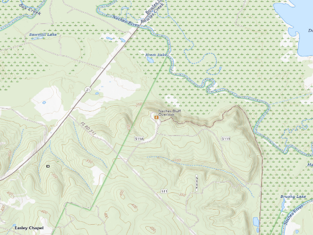 USGS topographic map of Neches Bluff Overlook