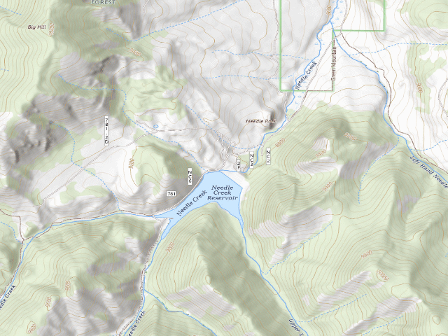 USGS topographic map of Needle Creek Reservoir