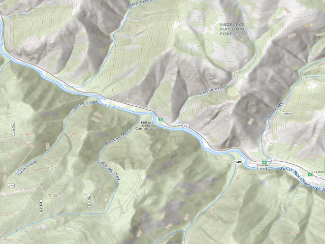 USGS topographic map of Nelson Creek Campground