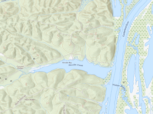 USGS topographic map of Neville Bay Backcountry Camping