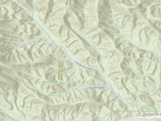 USGS topographic map of Nimblewill Dispersed Area