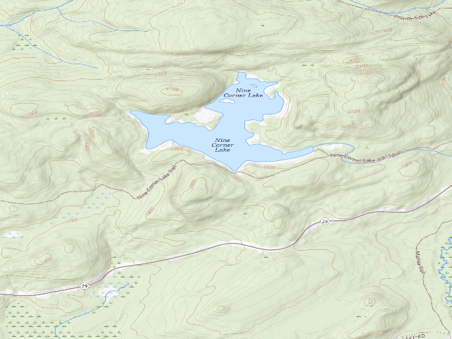 USGS topographic map of Nine Corner Lake #4 (Ferris Lake Wild Forest)