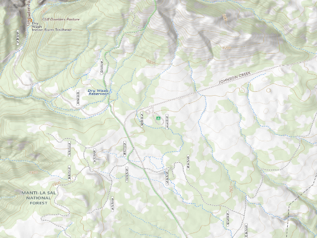 USGS topographic map of Nizhoni Campground