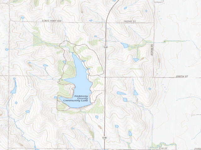 USGS topographic map of Nodaway County Community Lake