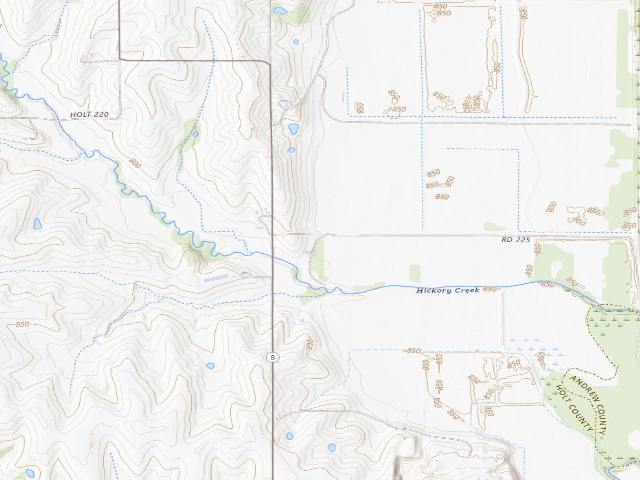 USGS topographic map of Nodaway Valley Conservation Area