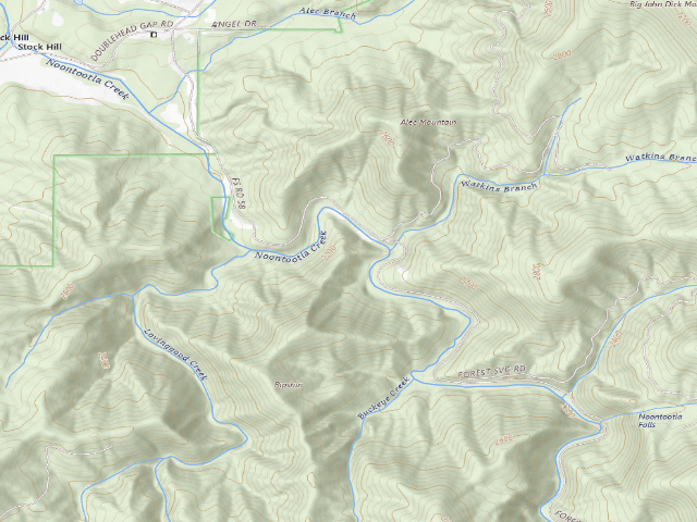 USGS topographic map of Noontootla Dispersed Area