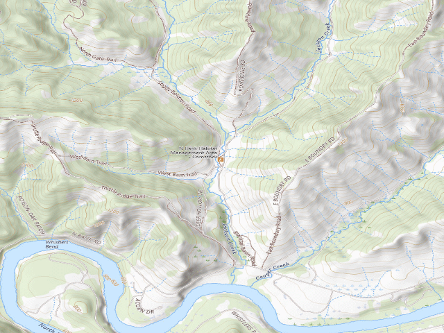 USGS topographic map of North Bank Habitat Management Area