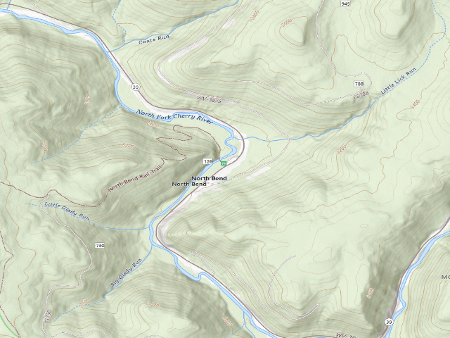 USGS topographic map of North Bend Campsites