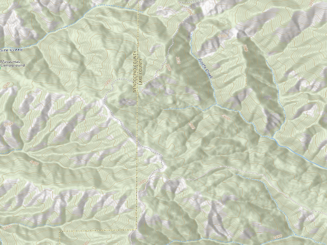 USGS topographic map of North Cow Mountain Recreation Area