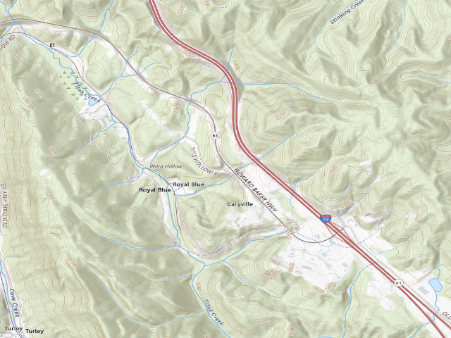 USGS topographic map of North Cumberland WMA - Dispersed Camping (Royal Blue Unit access)