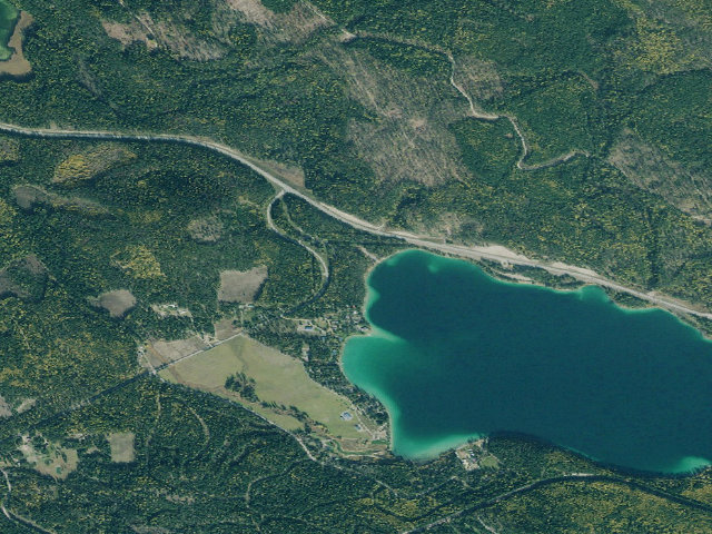 Aerial image of North Dickey Lake Campground