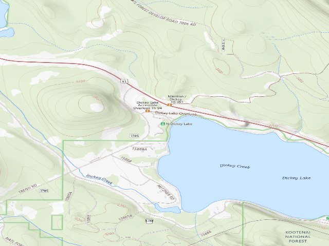 USGS topographic map of North Dickey Lake Campground