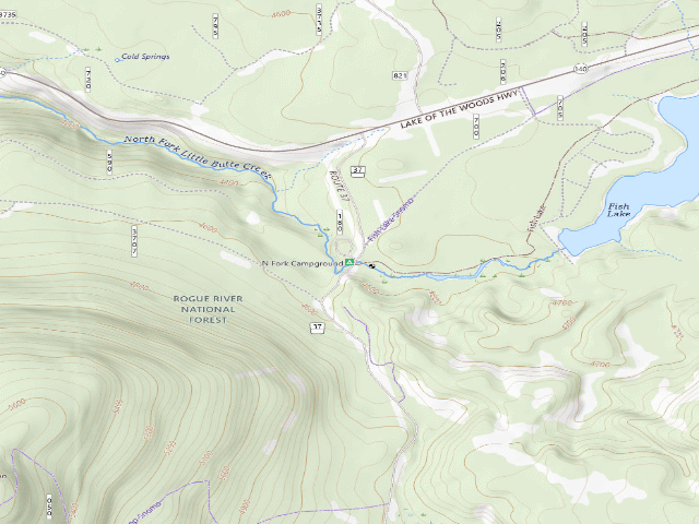 USGS topographic map of North Fork Campground