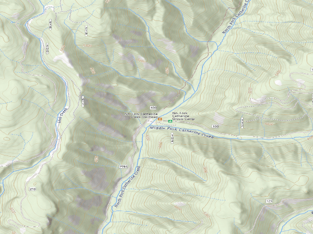USGS topographic map of North Fork Catherine Creek Campground