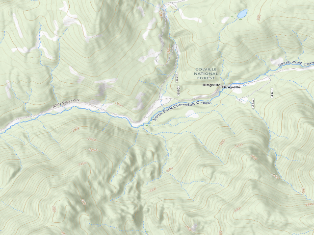 USGS topographic map of North Fork Chewelah