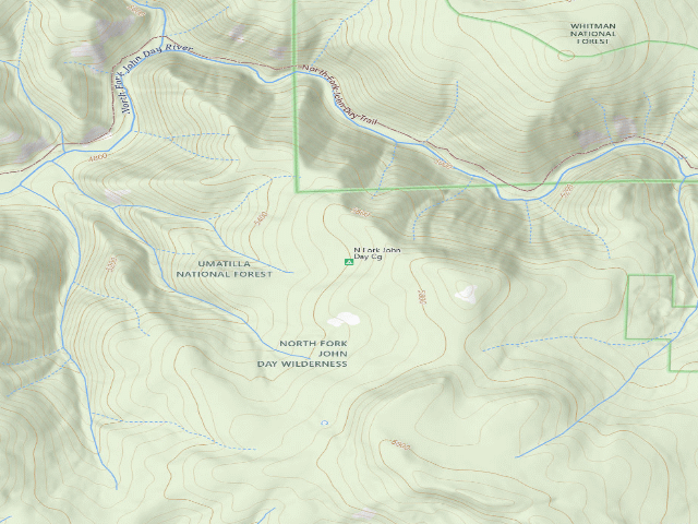 USGS topographic map of North Fork John Day Campground & Trailhead