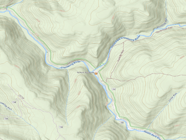 USGS topographic map of North Fork Shelter