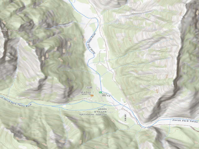 USGS topographic map of North Fork Teton Road 144E