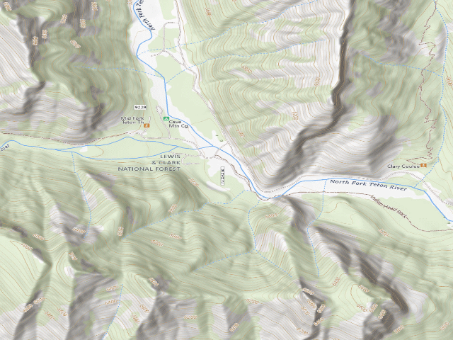 USGS topographic map of North Fork Teton Road 8982 04