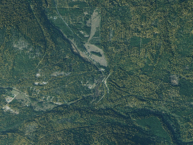 Aerial image of North Fork Yaak River