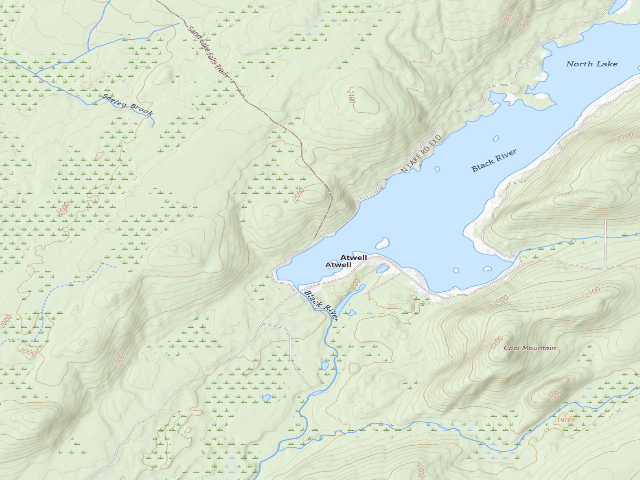 USGS topographic map of North Lake Designated Campsite #5 (Black River Wild Forest)