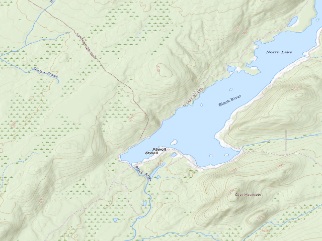 USGS topographic map of North Lake Designated Campsite #7 (Black River Wild Forest)